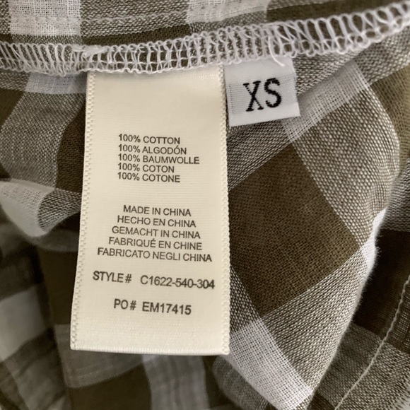 Anthropologie Cloth & Stone Gingham Top XS keyhole - Picture 5 of 8